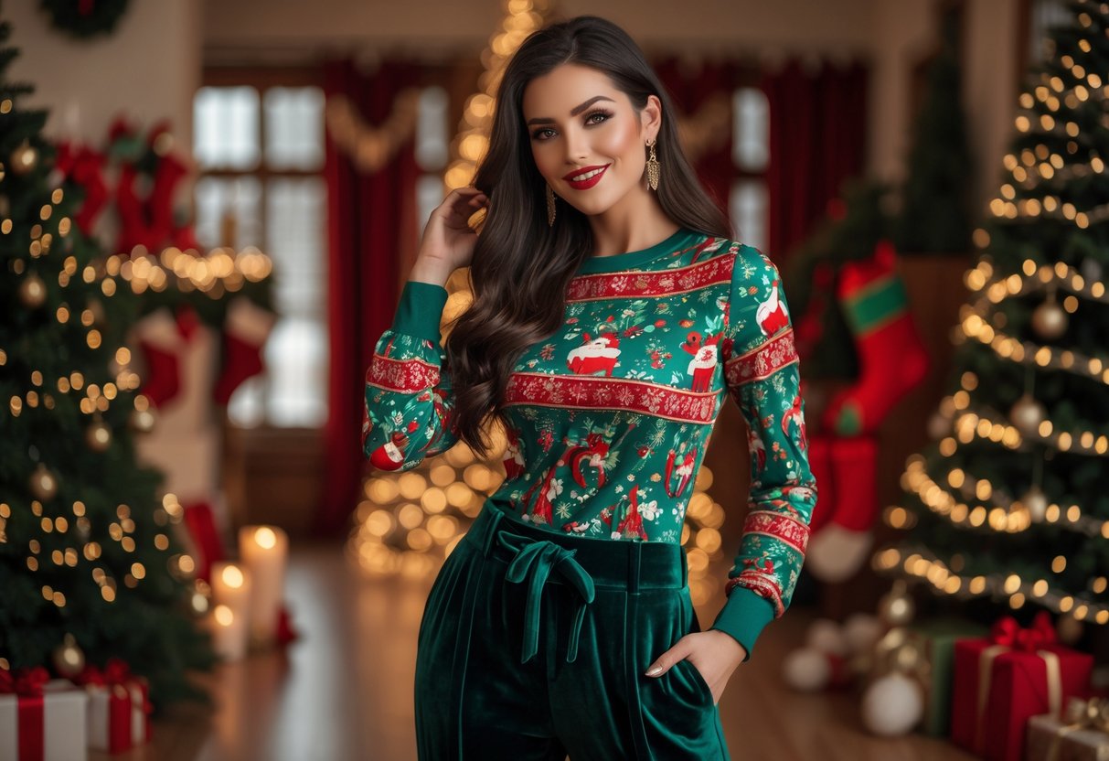 Sådan styler du julekjoler med velourbukser til festlige lejligheder